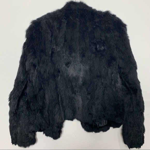 Aqua Black Rabbit Fur Jacket waist Coat - Picture 8 of 8